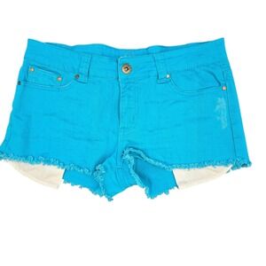 XXI Forever 21 Turquoise Blue Distressed‎ Cutoff Shorts Women 31 Low Rise Y2K